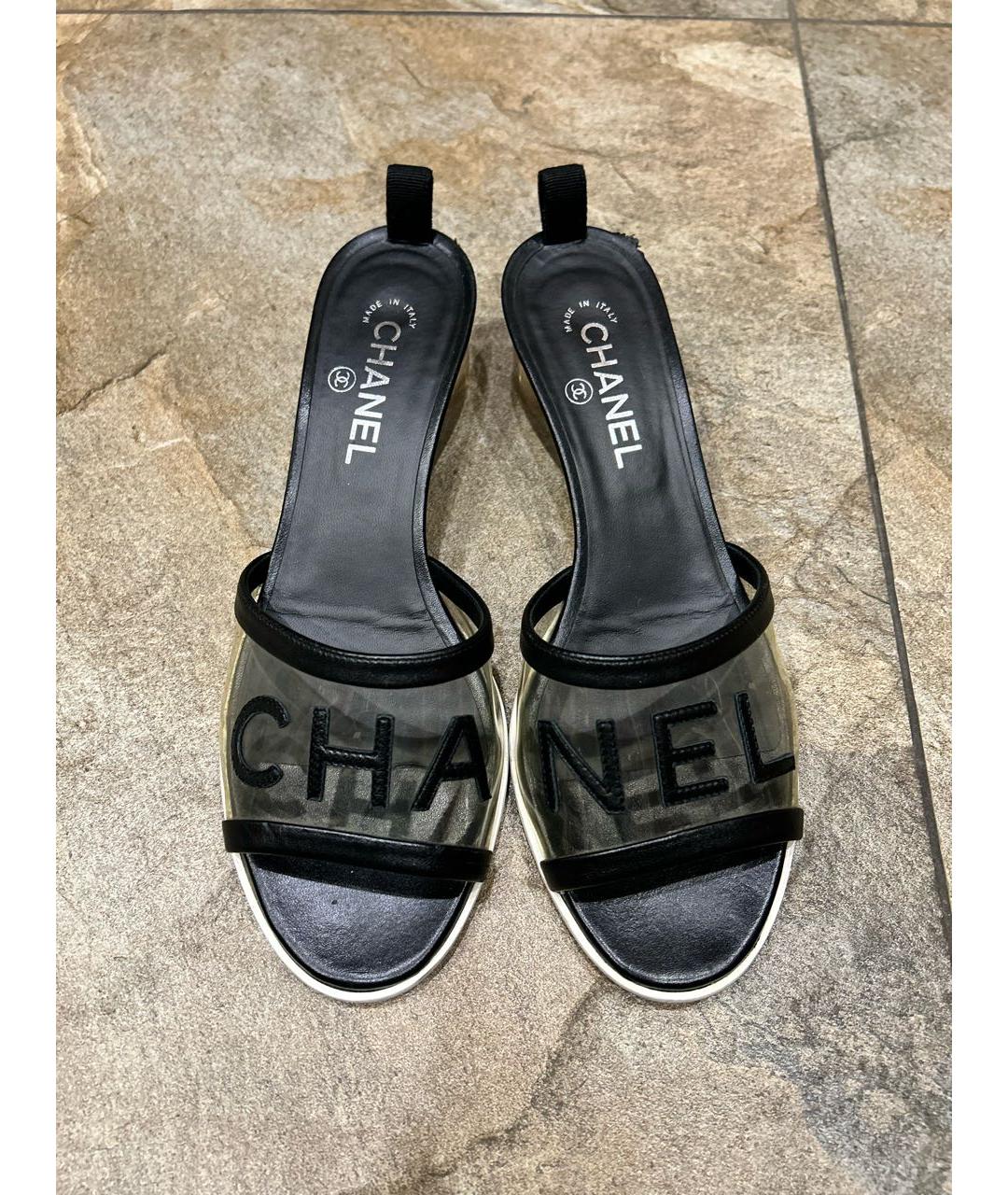CHANEL Черные кожаные мюли, фото 4