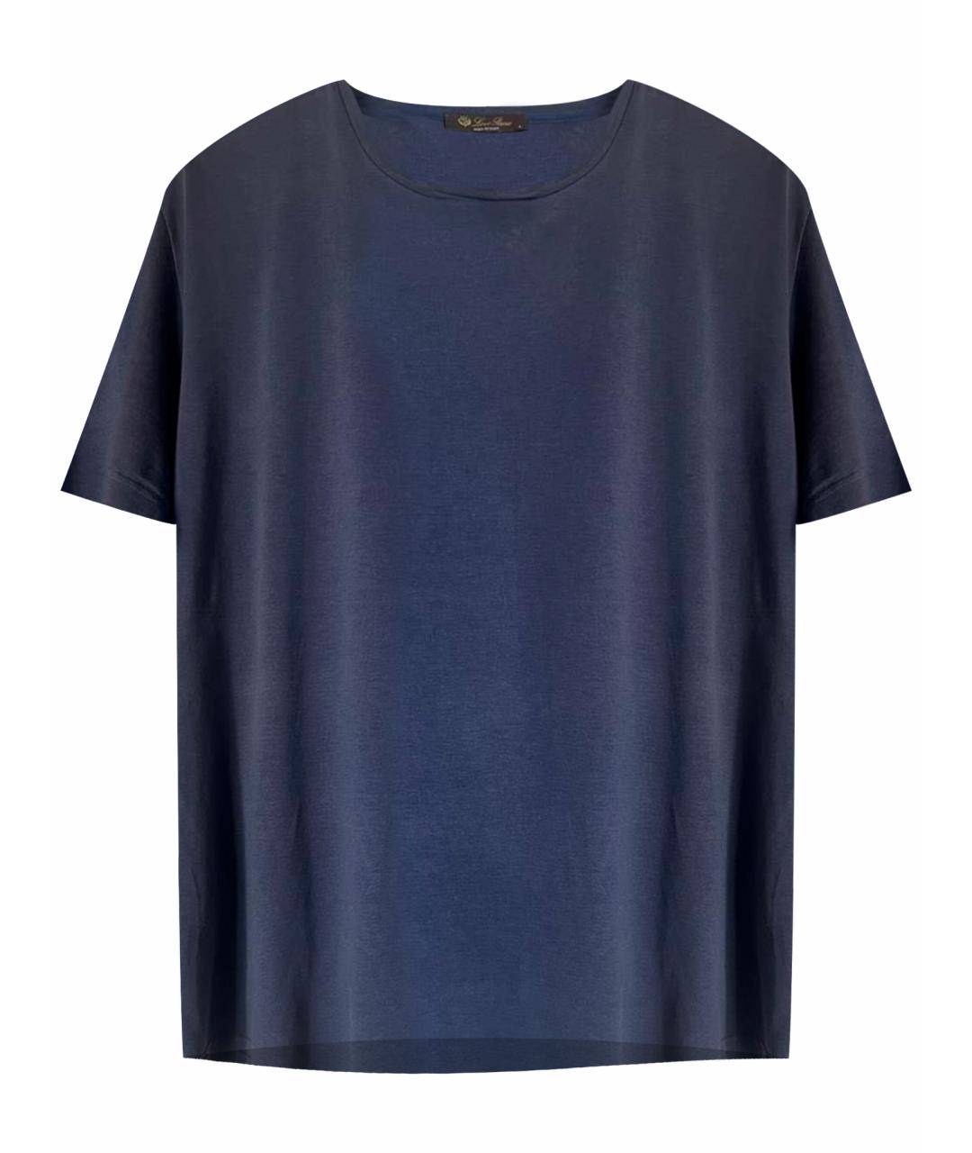 LORO PIANA Темно-синяя футболка, фото 1