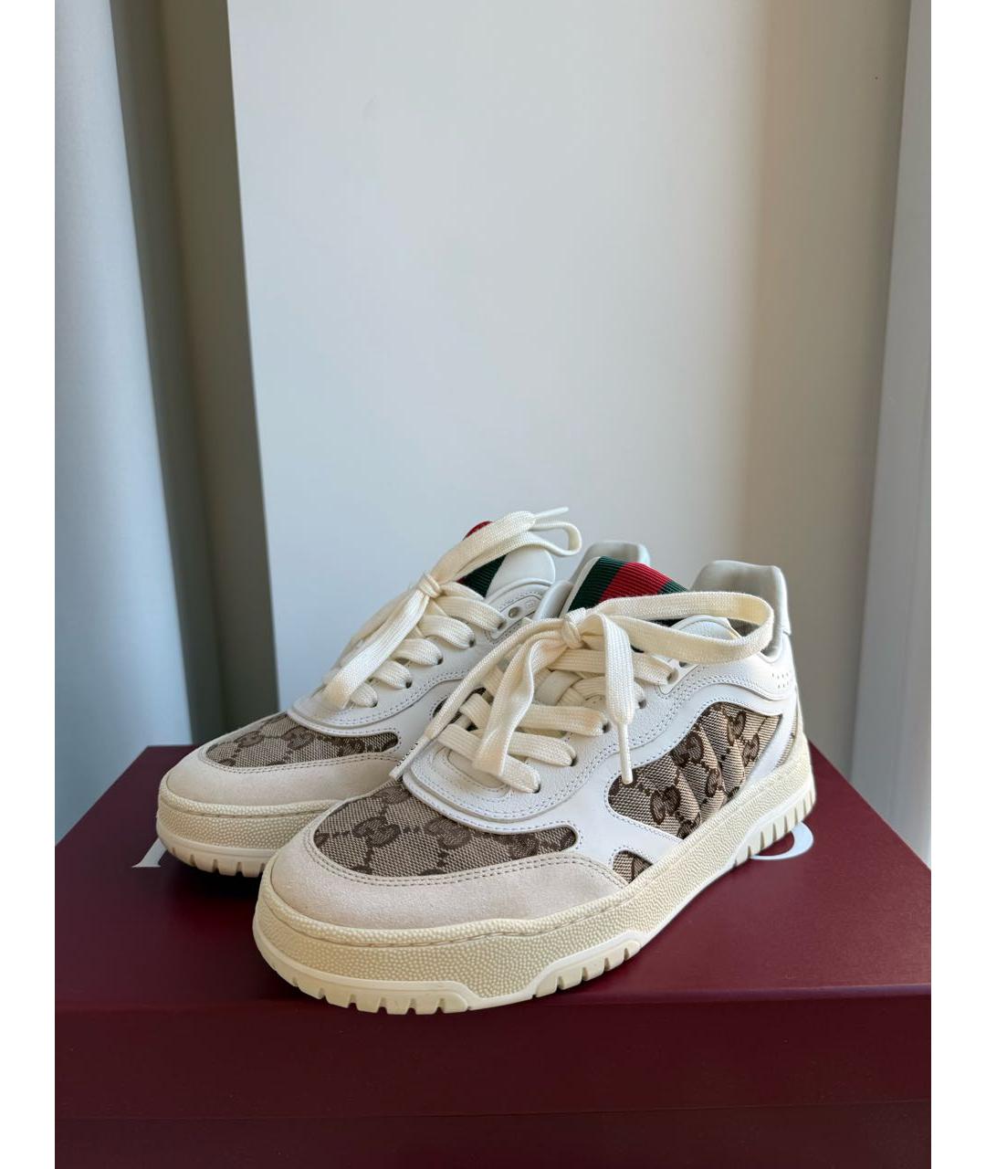 GUCCI Бежевые кожаные кеды, фото 6