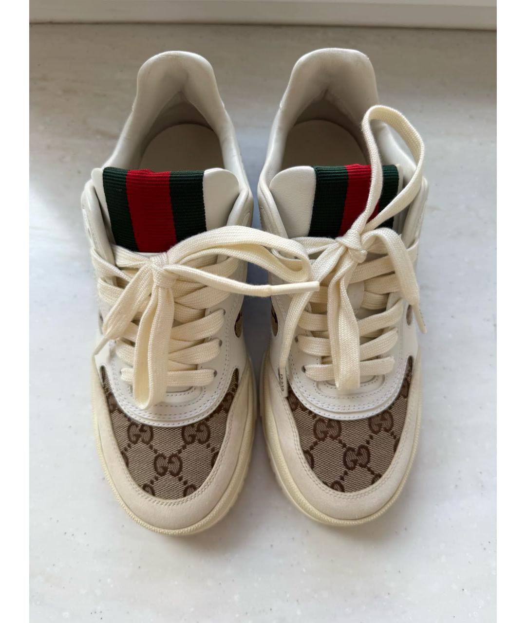 GUCCI Бежевые кожаные кеды, фото 3