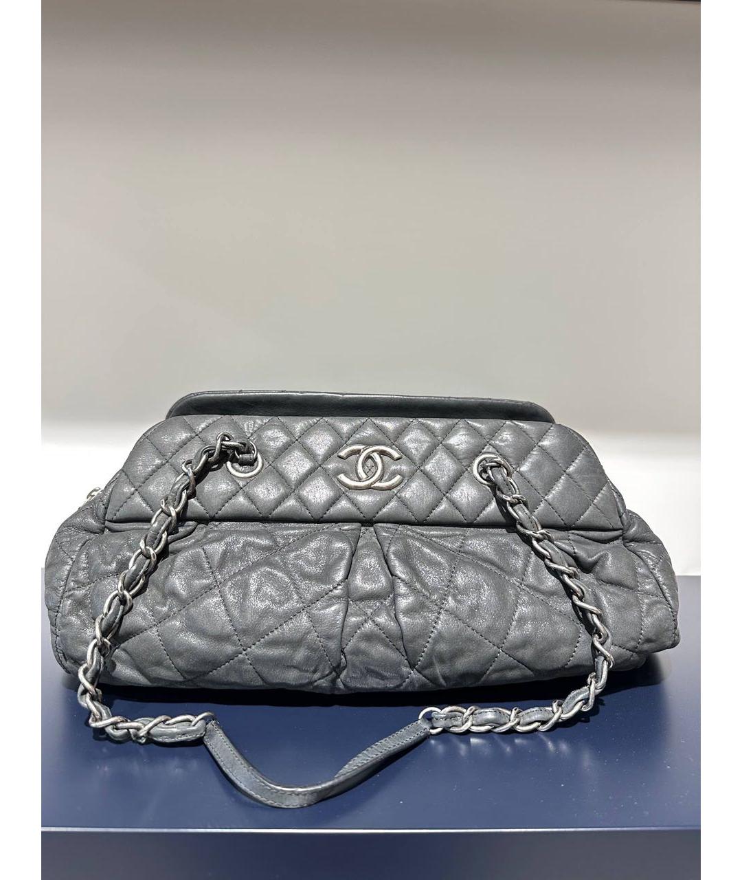 CHANEL Серая кожаная сумка через плечо, фото 8