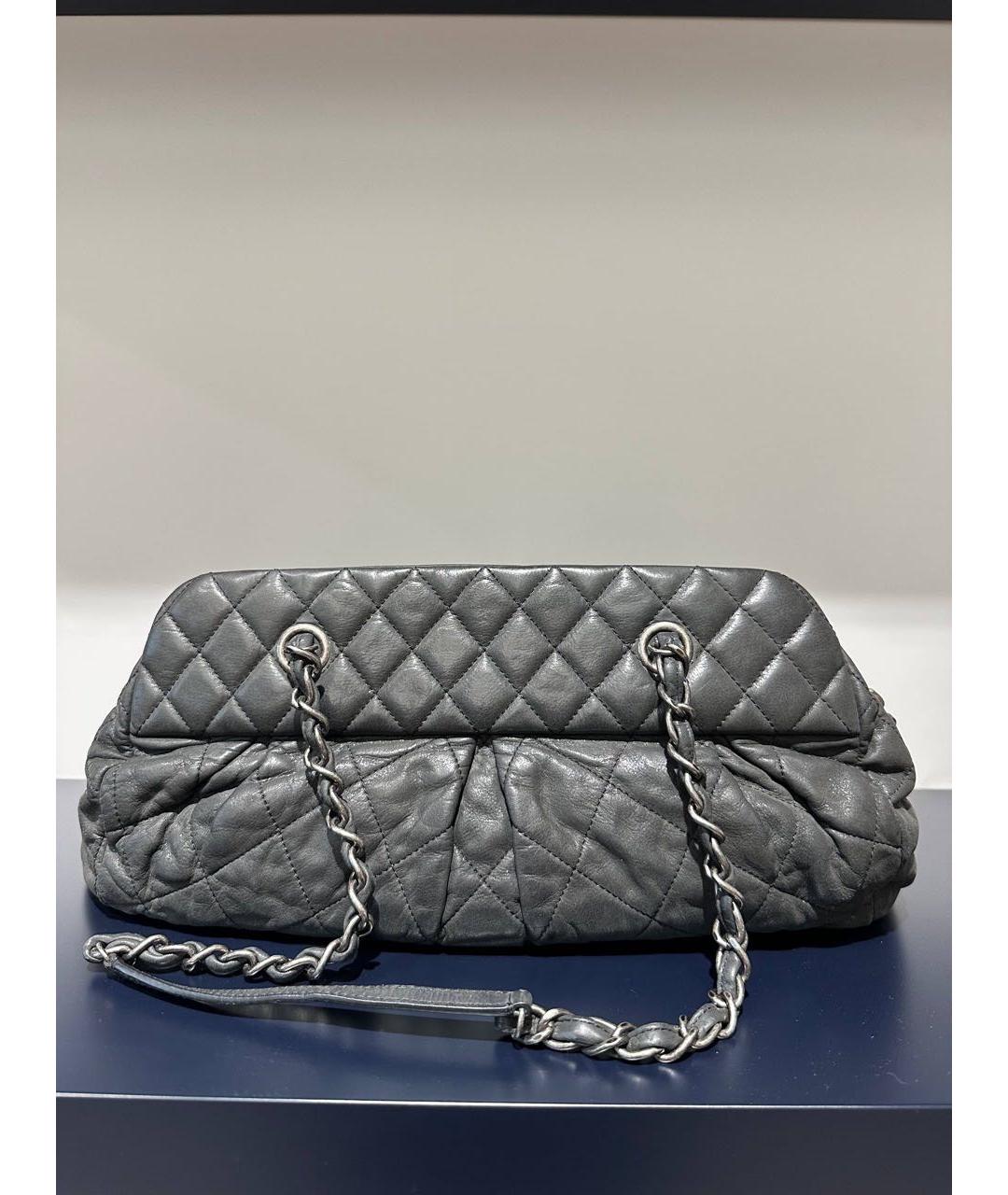 CHANEL Серая кожаная сумка через плечо, фото 3