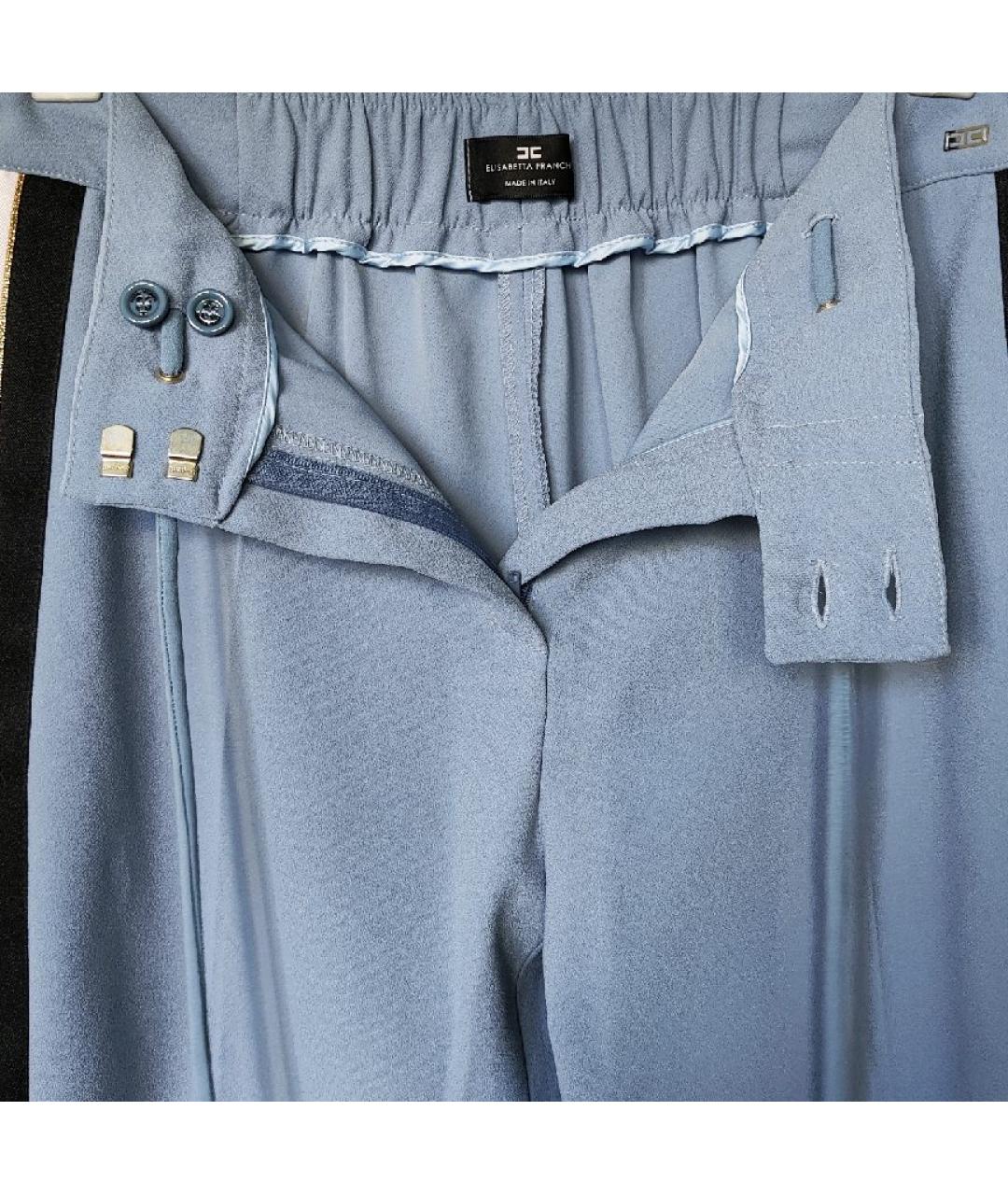 ELISABETTA FRANCHI Голубые полиэстеровые брюки узкие, фото 8