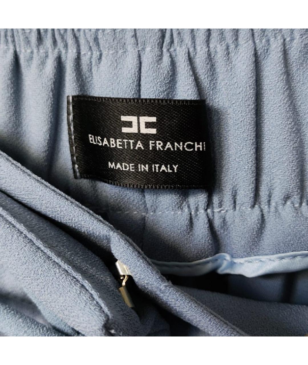 ELISABETTA FRANCHI Голубые полиэстеровые брюки узкие, фото 5