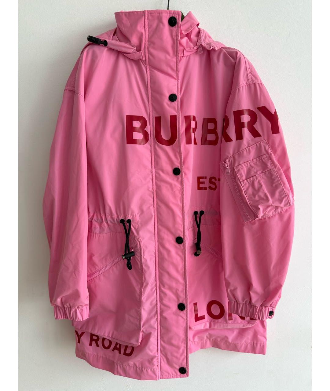 BURBERRY Розовая полиэстеровая куртка, фото 2