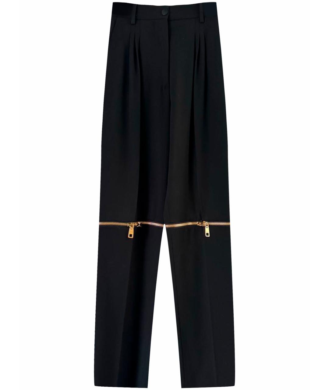 DOLCE&GABBANA Черные шерстяные прямые брюки, фото 1