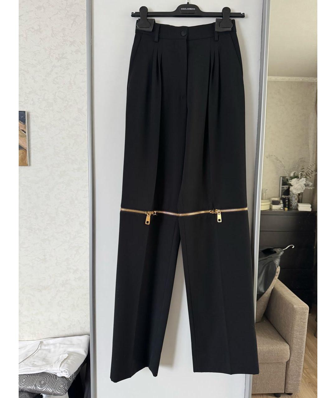 DOLCE&GABBANA Черные шерстяные прямые брюки, фото 8