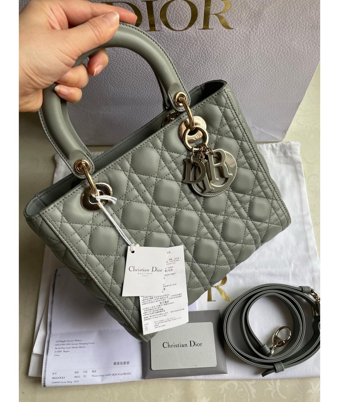 DIOR HOMME Серая кожаная сумка с короткими ручками, фото 2