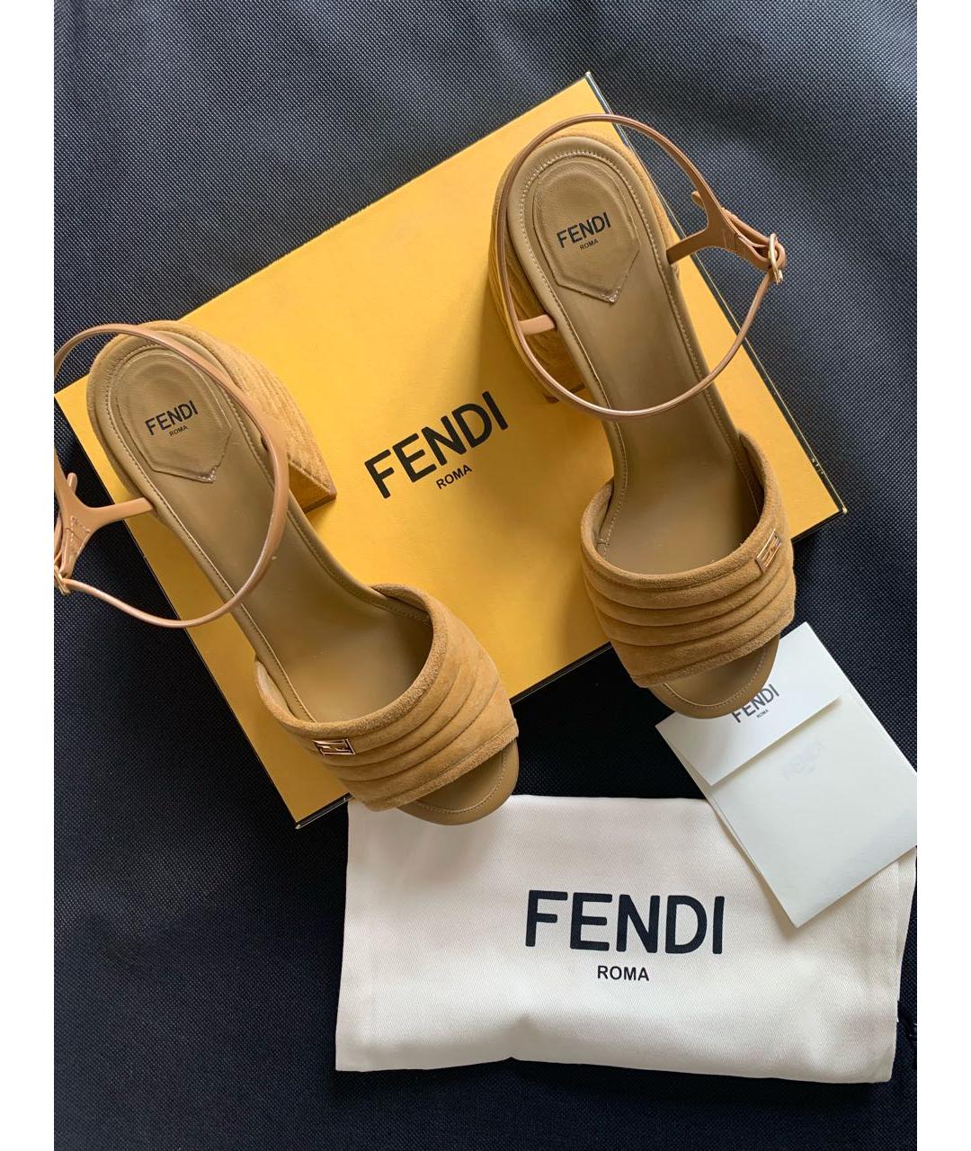 FENDI Горчичные босоножки, фото 3