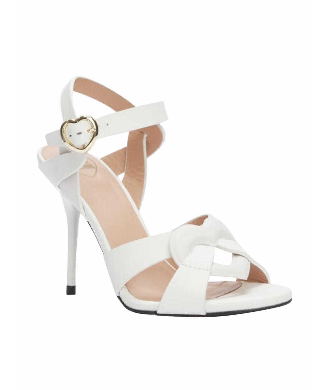 LOVE MOSCHINO Белые кожаные босоножки, фото 1