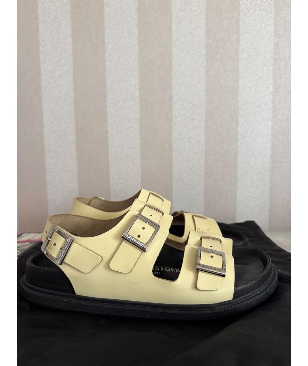 BIRKENSTOCK Желтые кожаные сандалии, фото 9