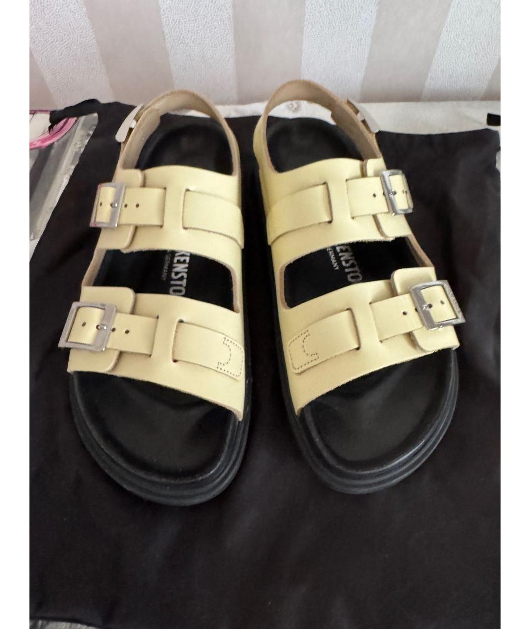 BIRKENSTOCK Желтые кожаные сандалии, фото 2