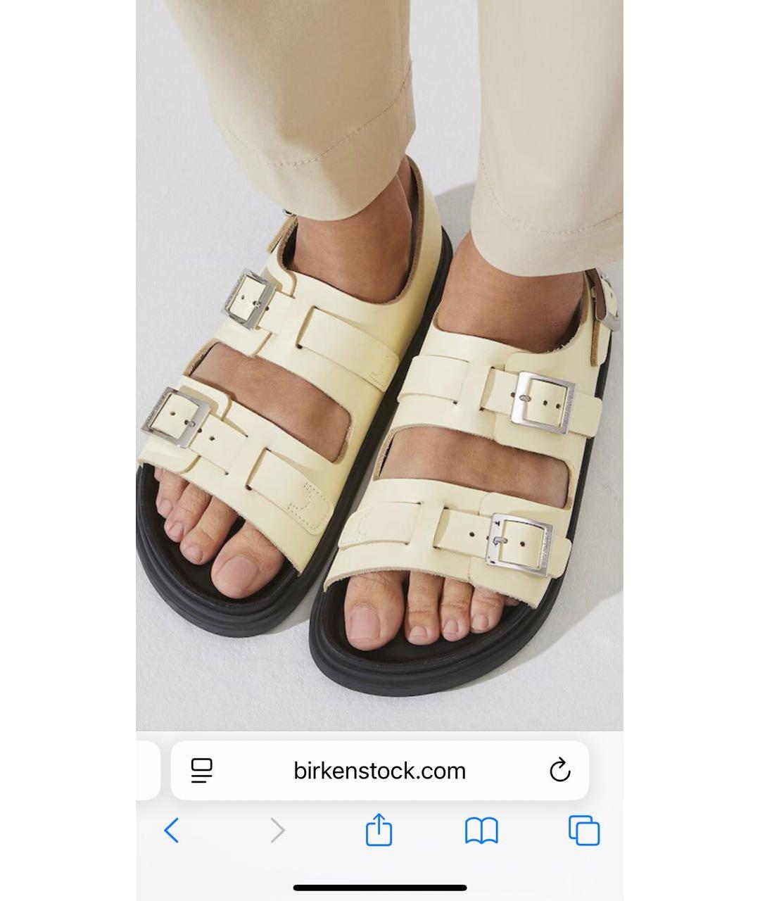 BIRKENSTOCK Желтые кожаные сандалии, фото 8
