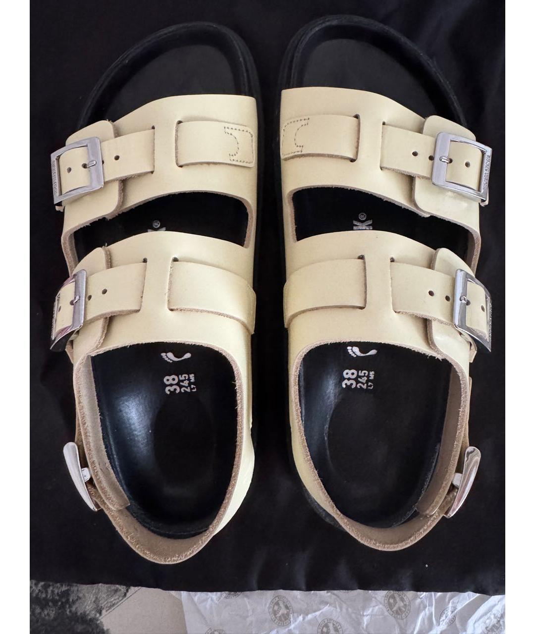 BIRKENSTOCK Желтые кожаные сандалии, фото 3