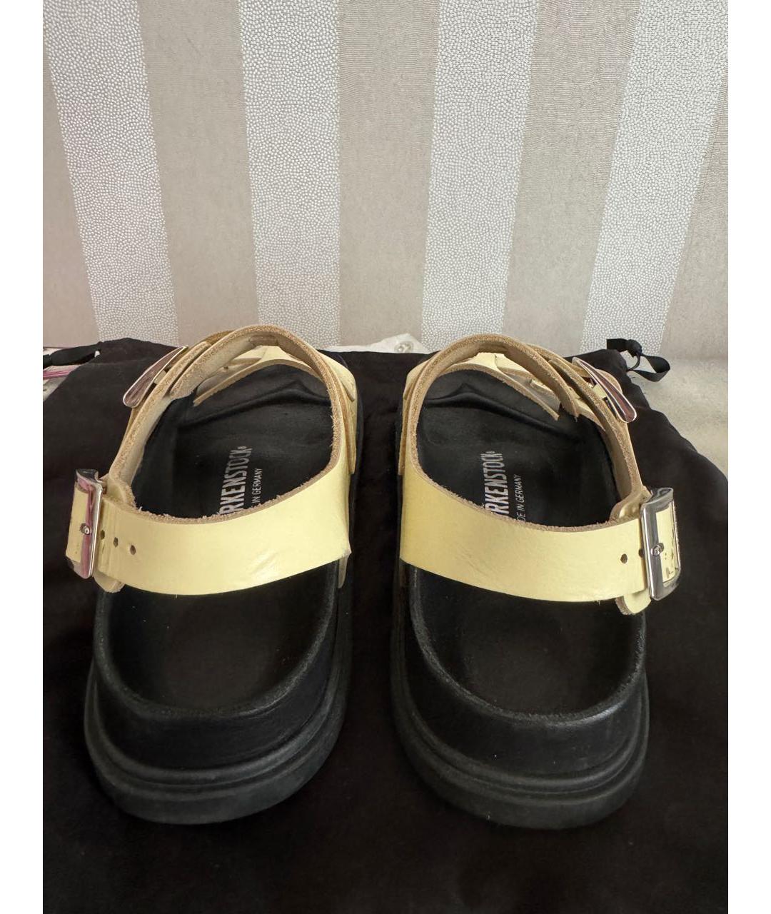 BIRKENSTOCK Желтые кожаные сандалии, фото 4
