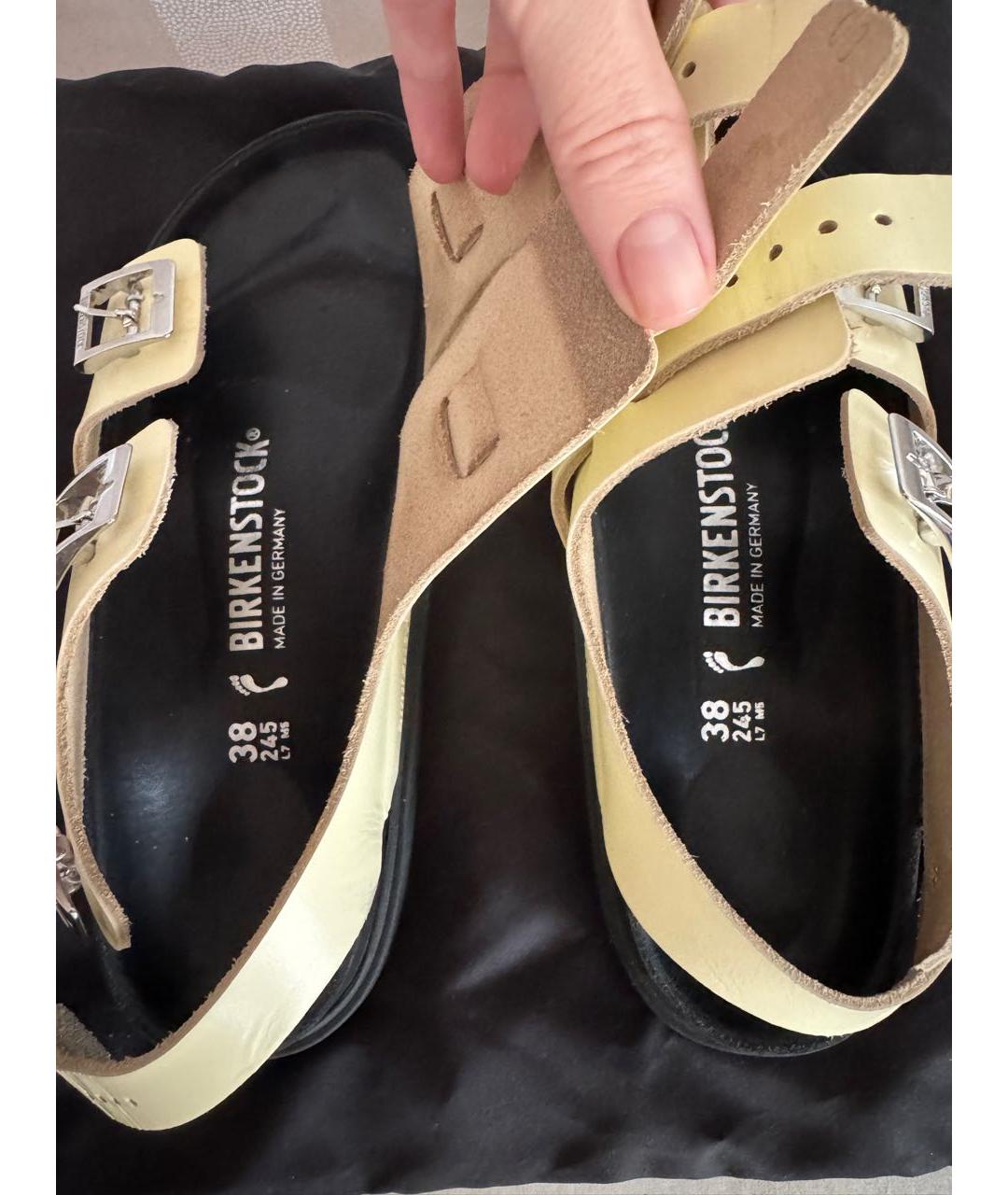 BIRKENSTOCK Желтые кожаные сандалии, фото 6