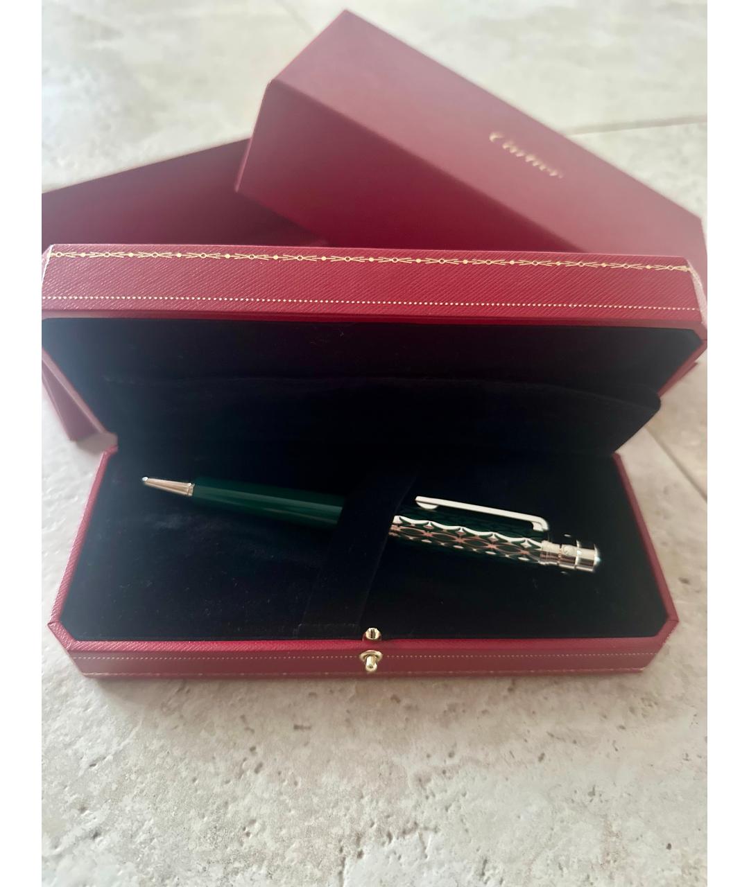 CARTIER Зеленая металлическая шариковая ручка, фото 2