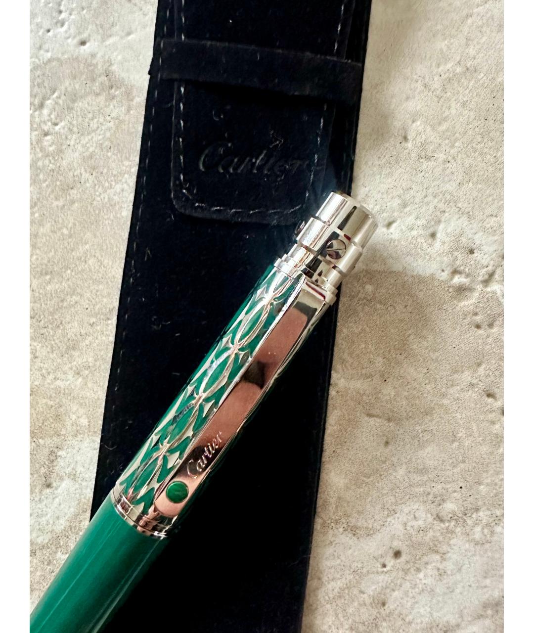 CARTIER Зеленая металлическая шариковая ручка, фото 3