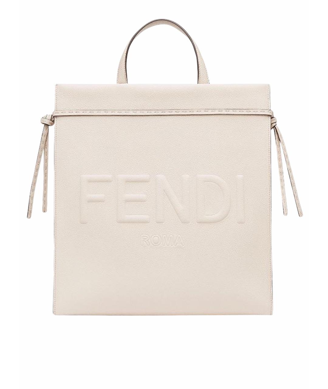 FENDI Бежевая кожаная сумка через плечо, фото 1