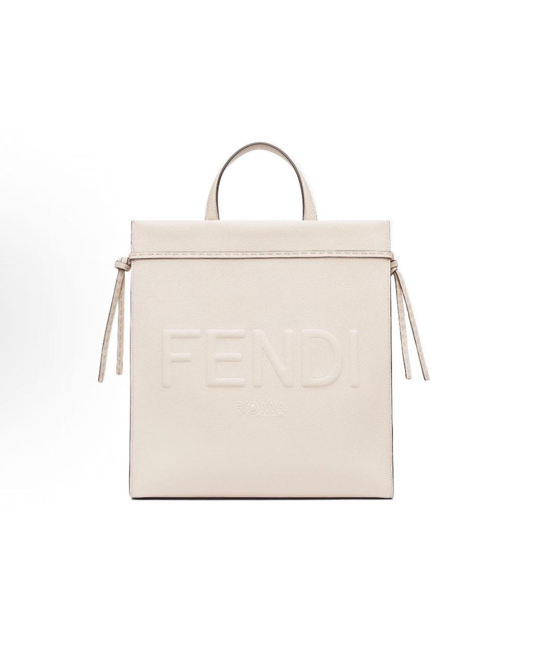 FENDI Бежевая кожаная сумка через плечо, фото 5