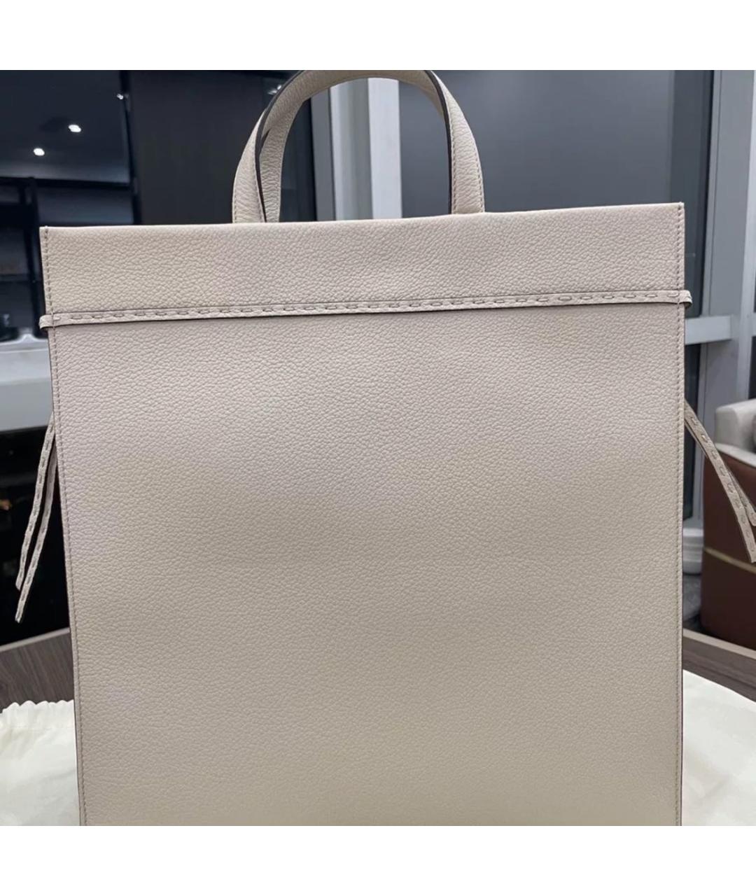 FENDI Бежевая кожаная сумка через плечо, фото 2