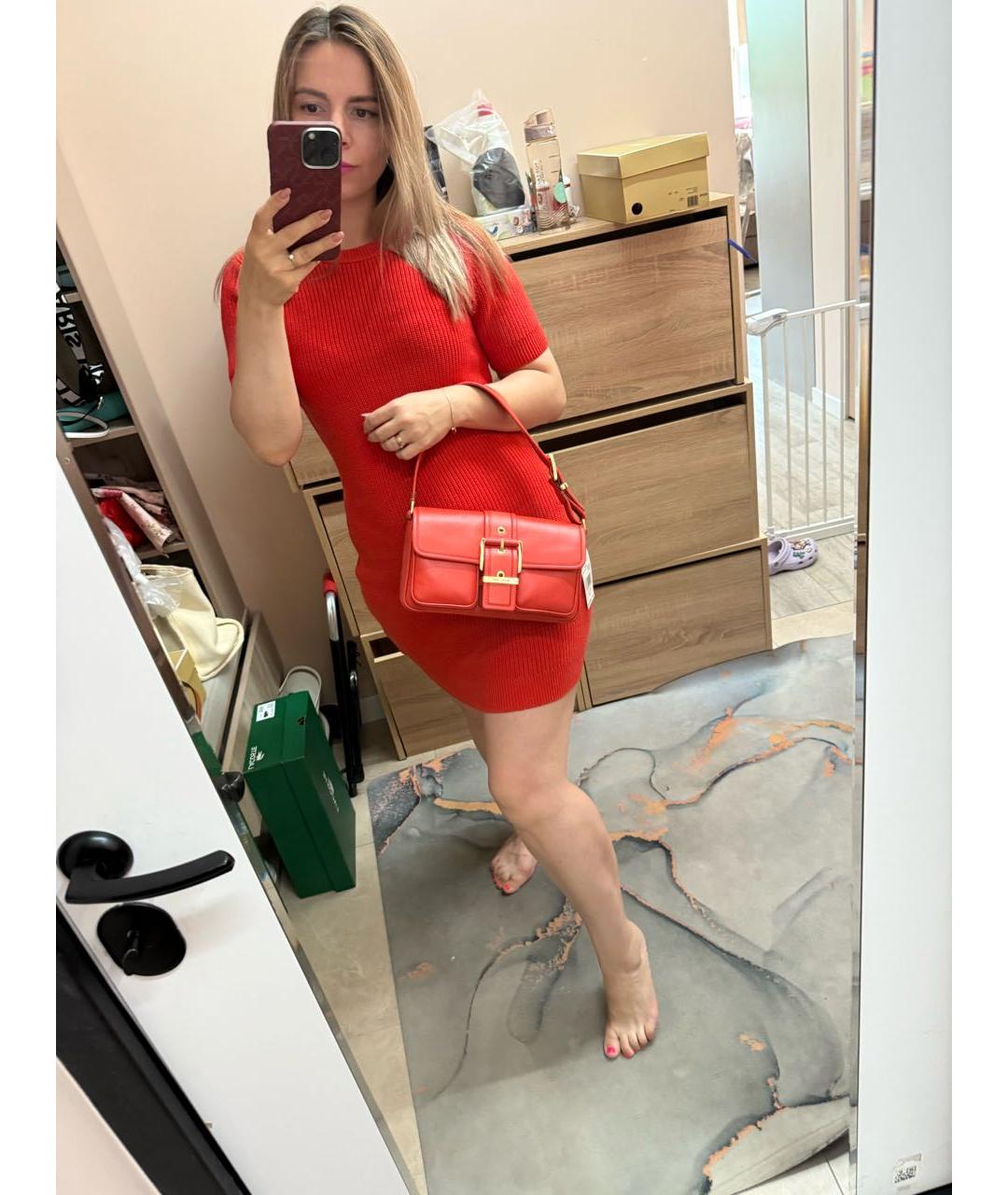 MICHAEL MICHAEL KORS Красное шерстяное повседневное платье, фото 6