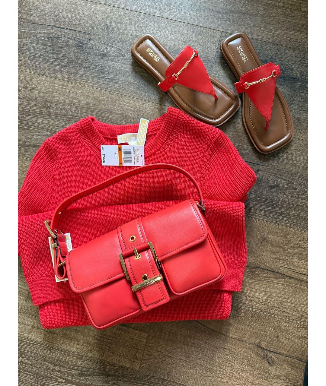 MICHAEL MICHAEL KORS Красное шерстяное повседневное платье, фото 5