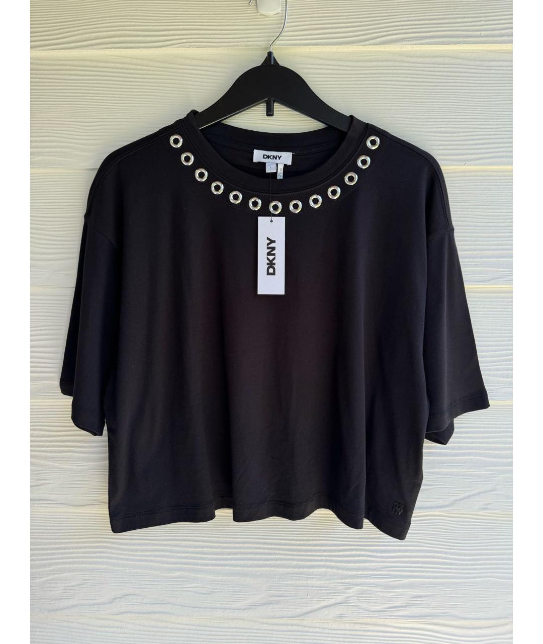 DKNY Черная хлопковая футболка, фото 6
