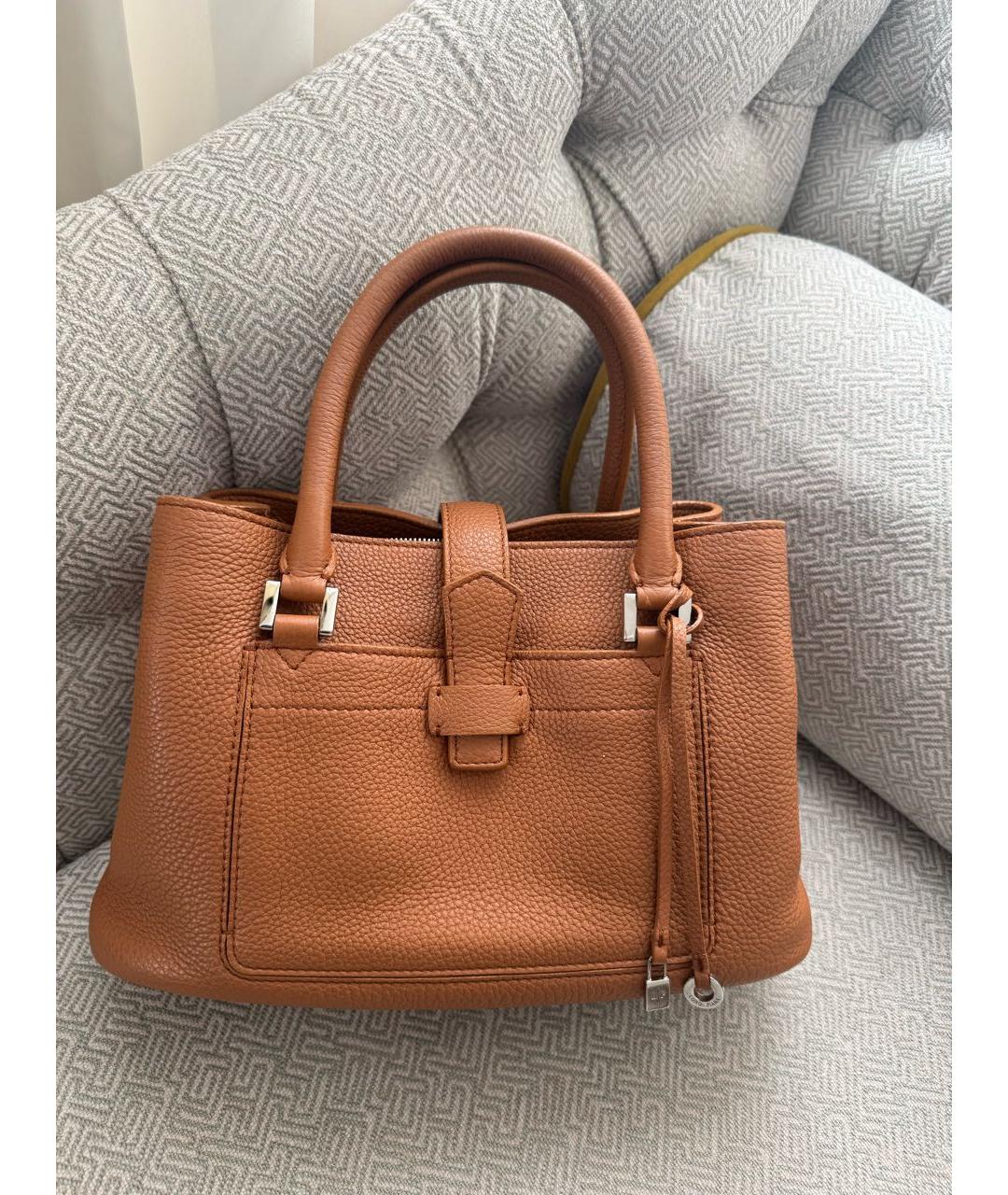 LORO PIANA Коричневая кожаная сумка с короткими ручками, фото 8