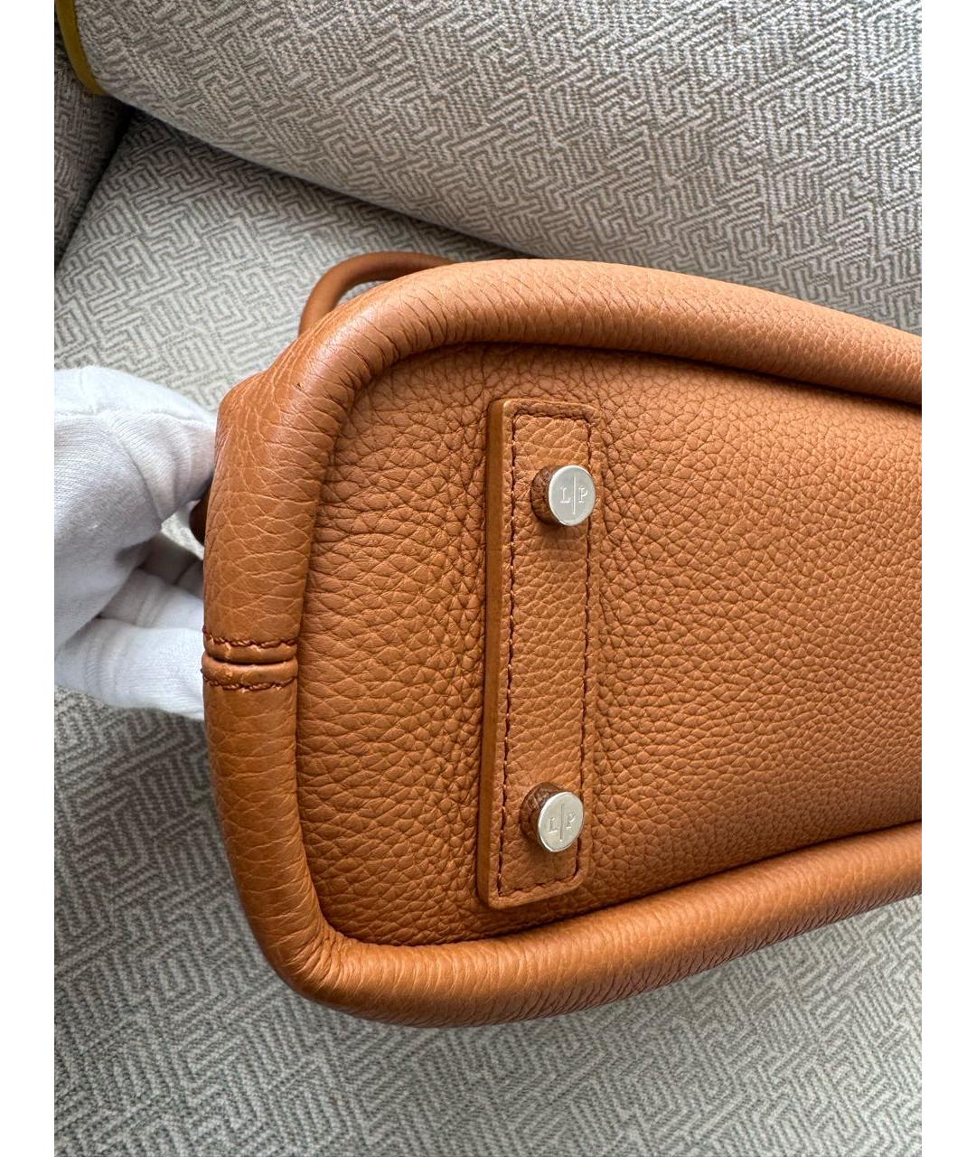 LORO PIANA Коричневая кожаная сумка с короткими ручками, фото 7