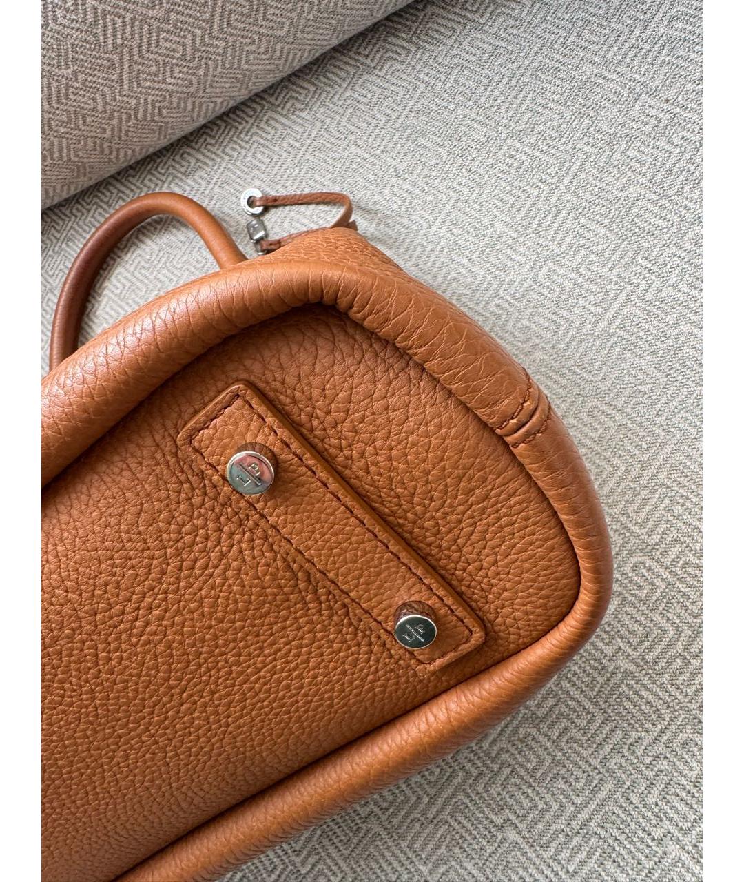 LORO PIANA Коричневая кожаная сумка с короткими ручками, фото 6