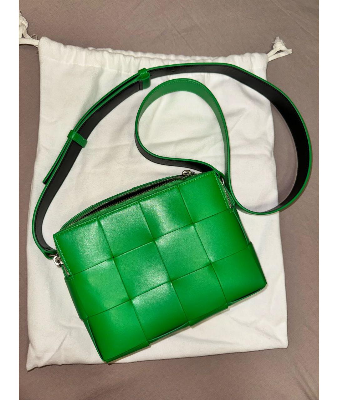 BOTTEGA VENETA Зеленая кожаная сумка на плечо, фото 6