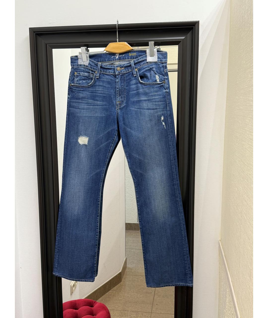 7 FOR ALL MANKIND Синие прямые джинсы, фото 7