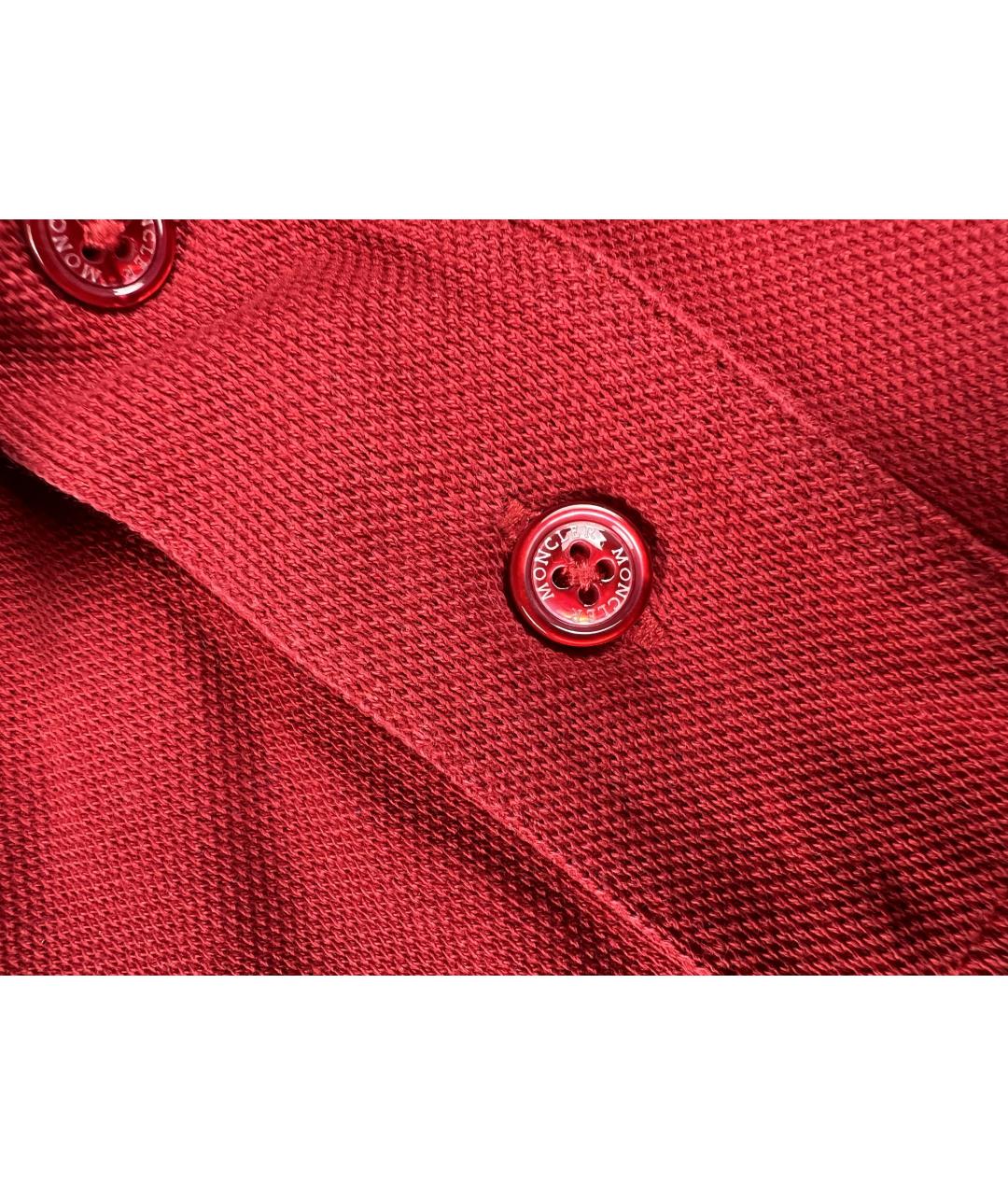 MONCLER Красное хлопковое поло с коротким рукавом, фото 5