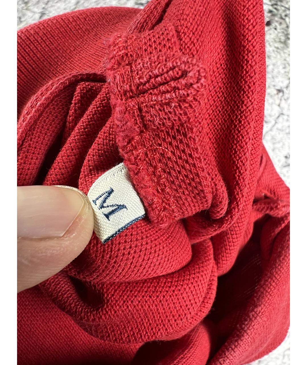 MONCLER Красное хлопковое поло с коротким рукавом, фото 8