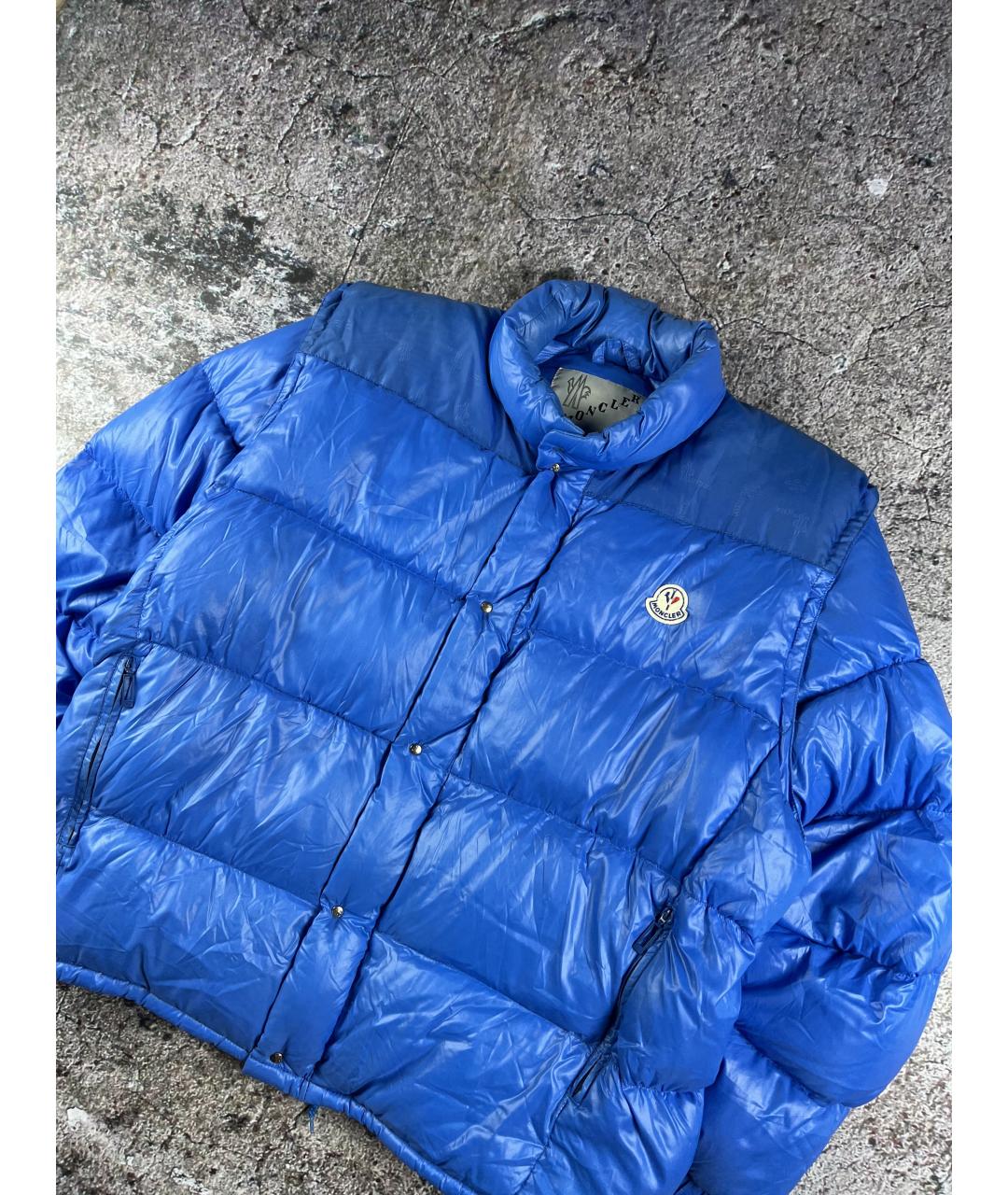 MONCLER Синий полиэстеровый пуховик, фото 2