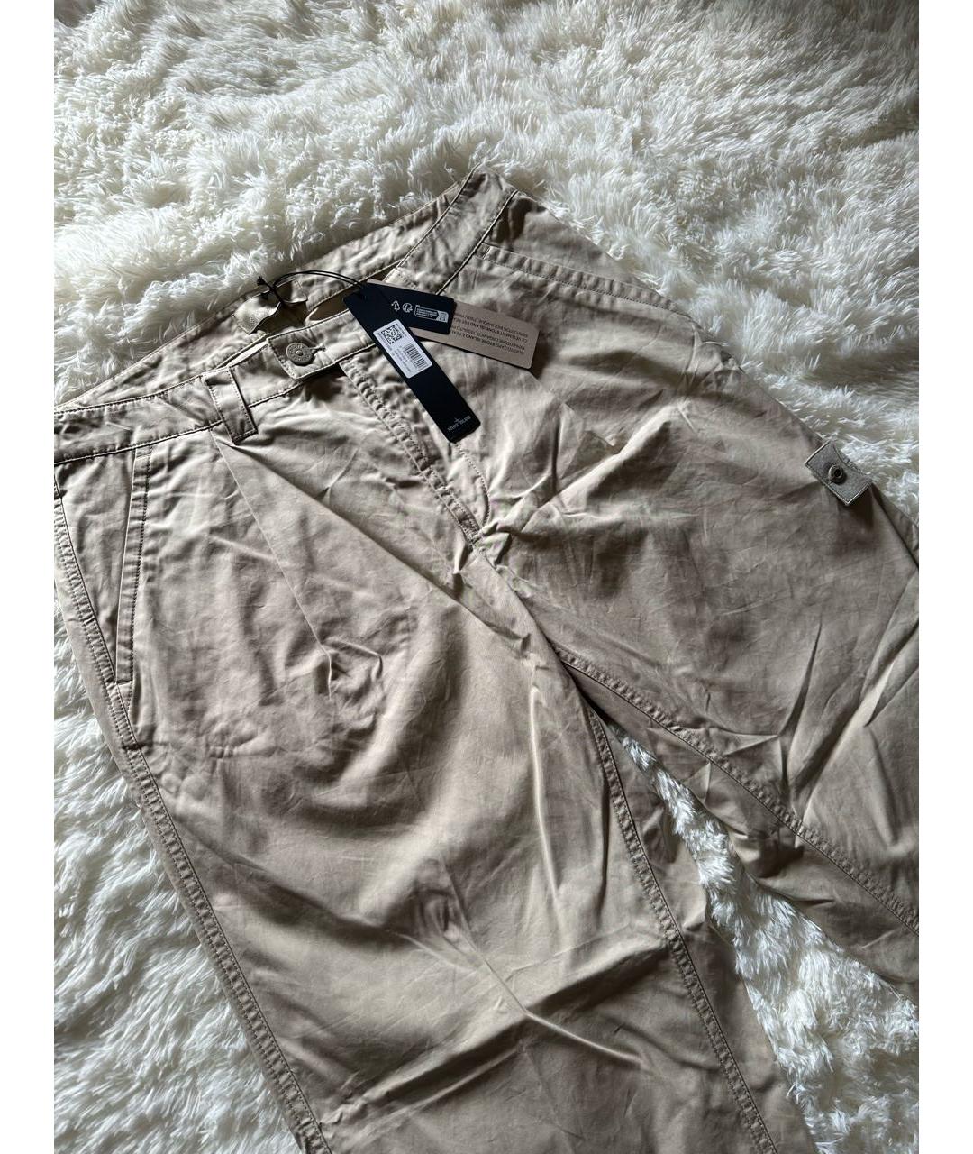 STONE ISLAND Бежевые хлопковые классические брюки, фото 2