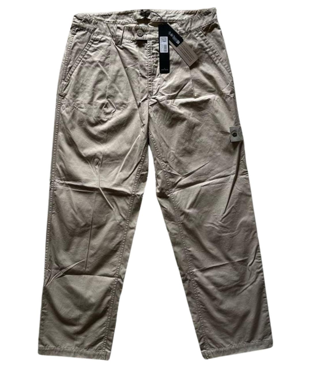 STONE ISLAND Бежевые хлопковые классические брюки, фото 1