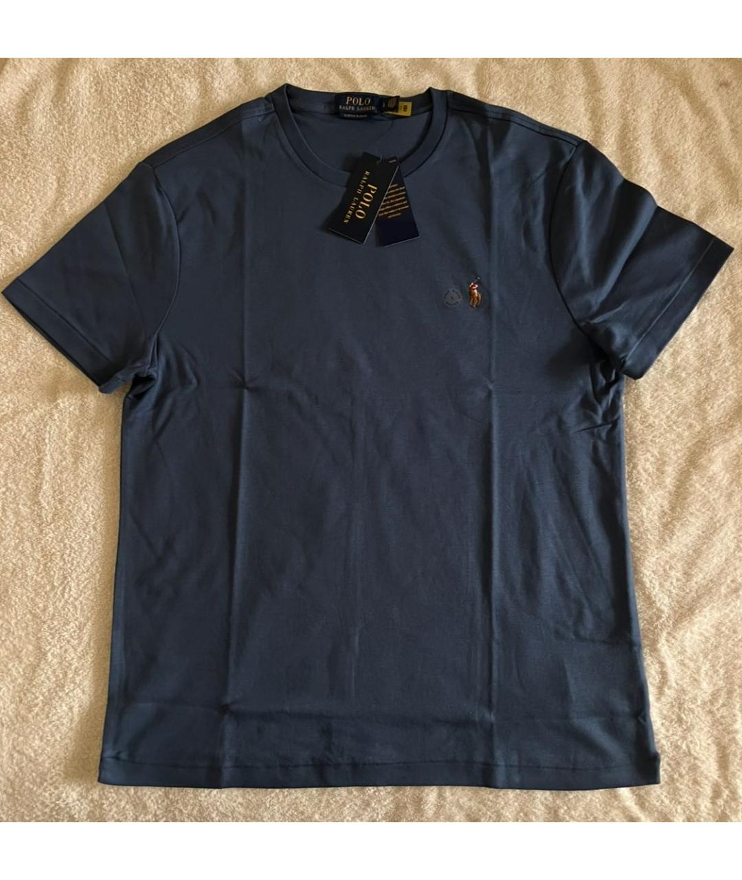 POLO RALPH LAUREN Темно-синяя хлопковая футболка, фото 2
