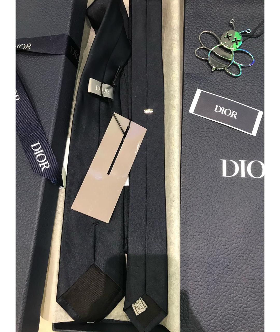 CHRISTIAN DIOR Темно-синий шелковый галстук, фото 5
