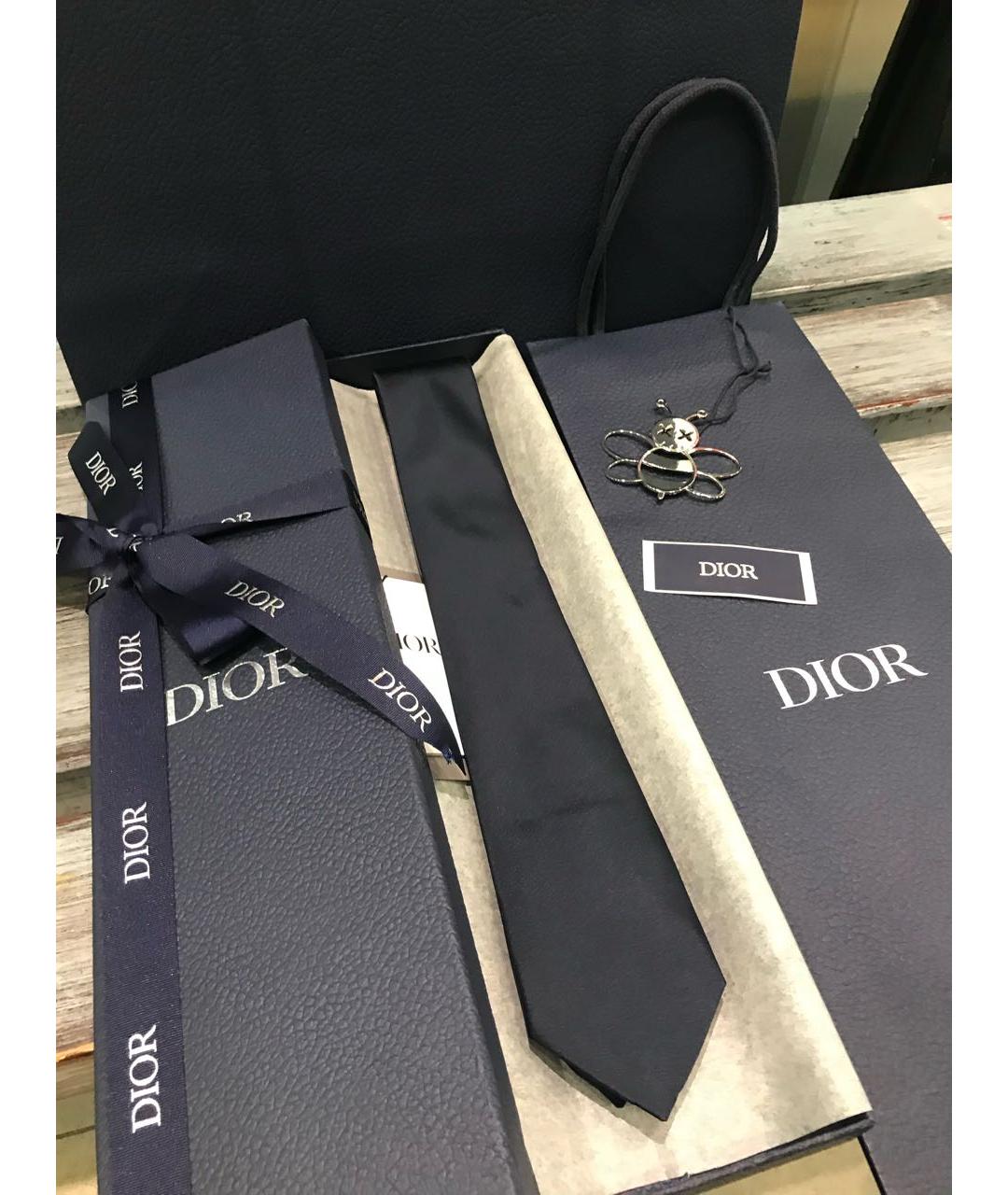 CHRISTIAN DIOR Темно-синий шелковый галстук, фото 2