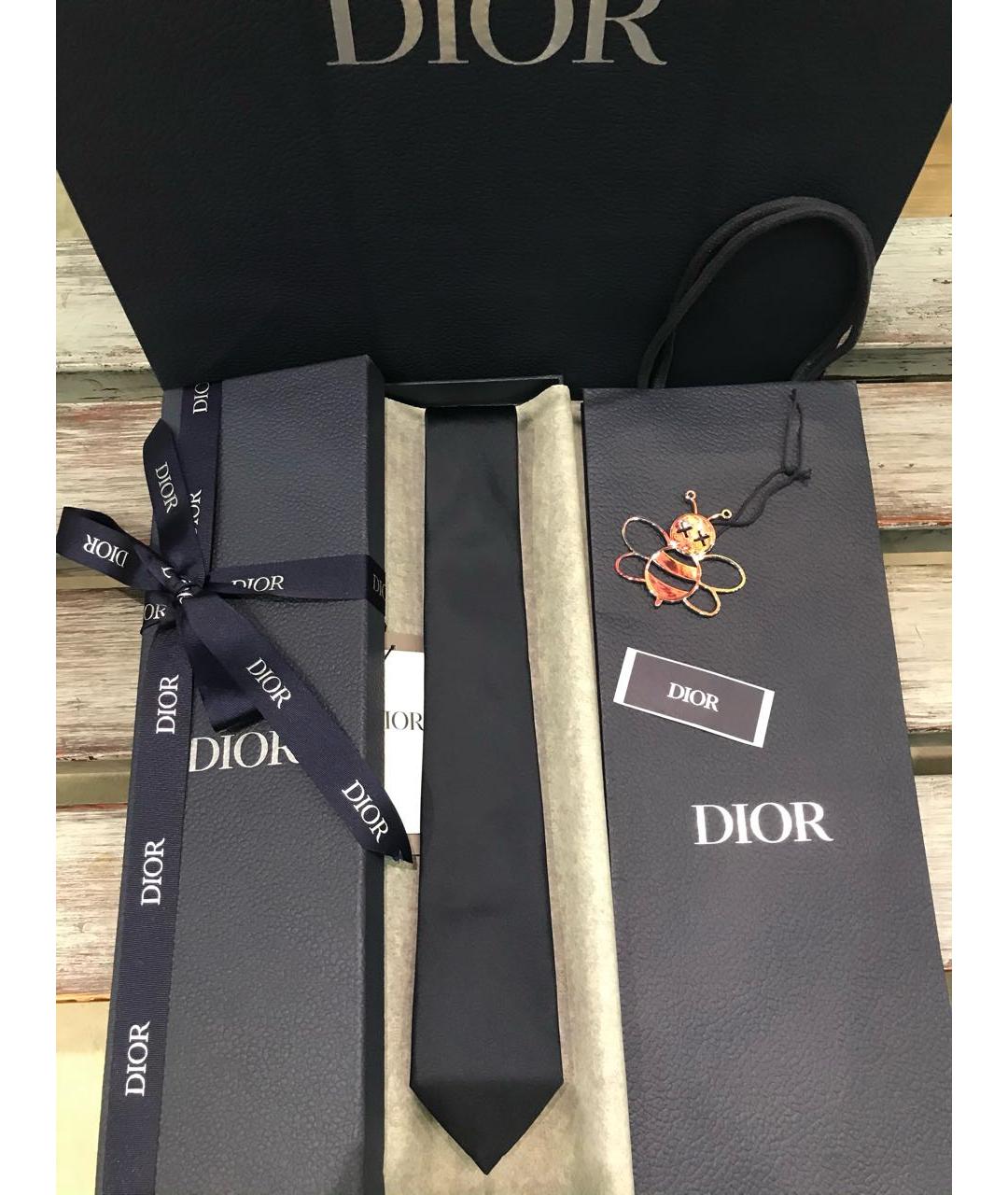 CHRISTIAN DIOR Темно-синий шелковый галстук, фото 9