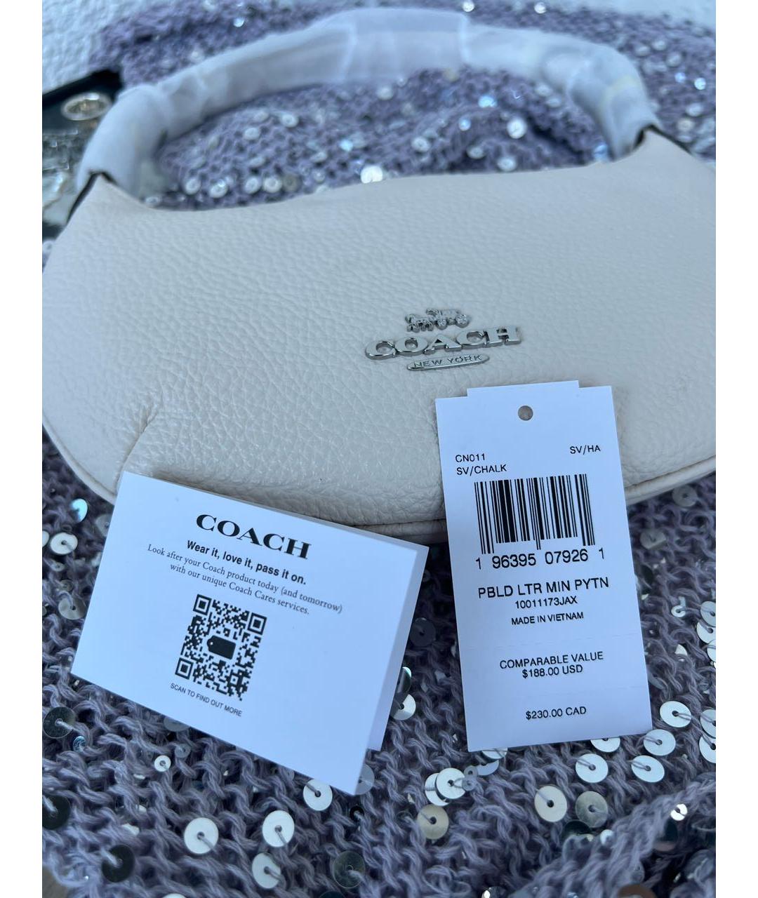 COACH Белая сумка с короткими ручками, фото 5