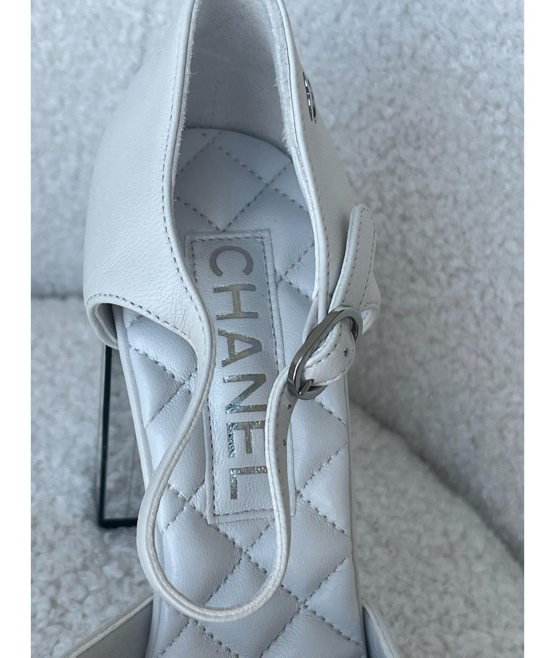 CHANEL Белые кожаные босоножки, фото 5