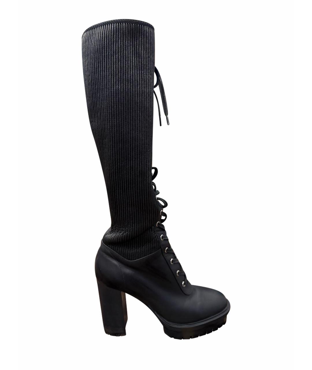 GIANVITO ROSSI Черные кожаные ботфорты, фото 1