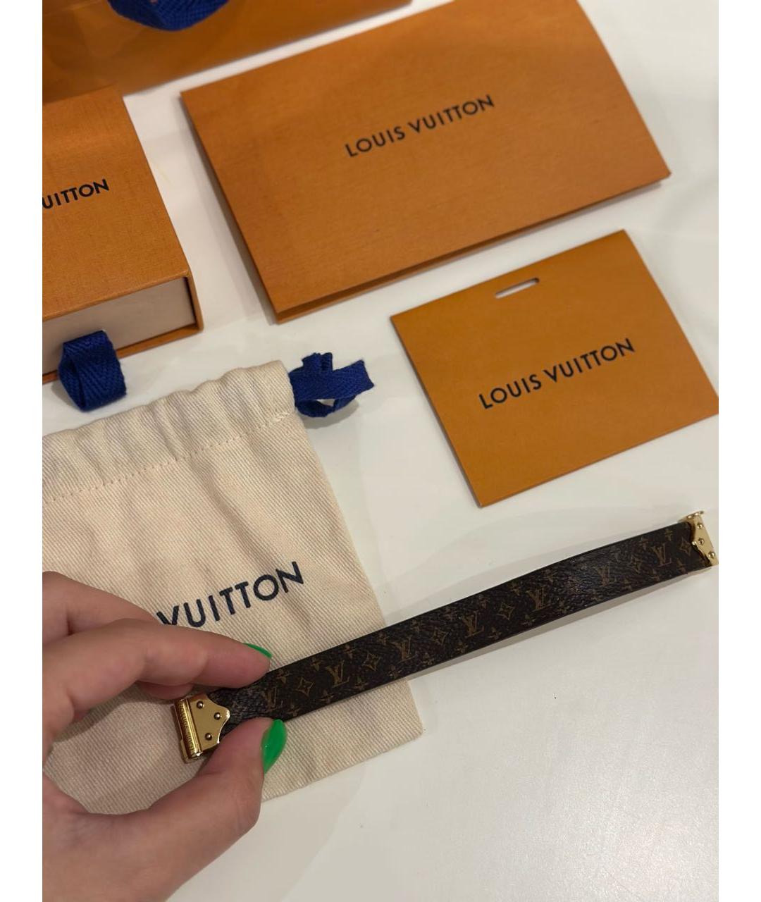 LOUIS VUITTON Коричневый кожаный браслет, фото 3