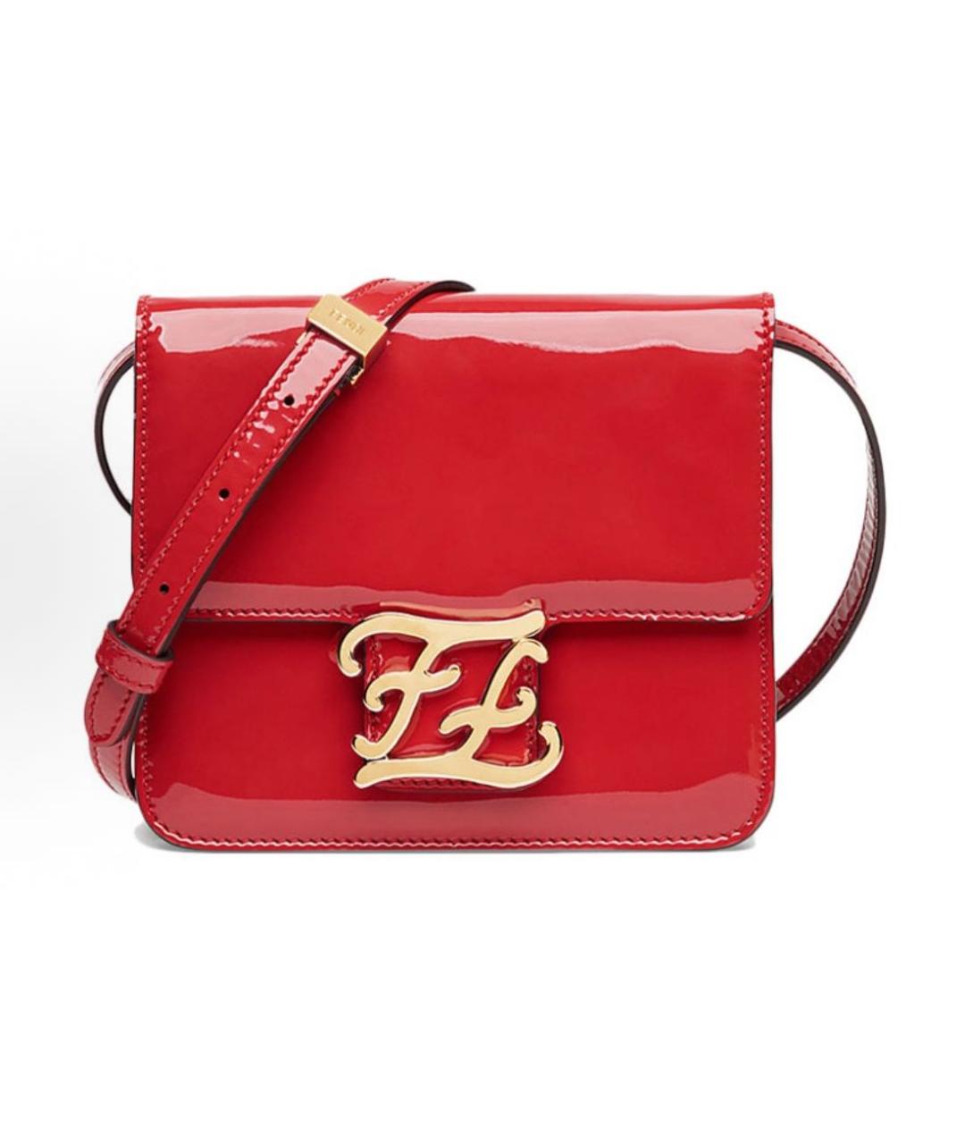 FENDI Красная сумка через плечо из лакированной кожи, фото 5