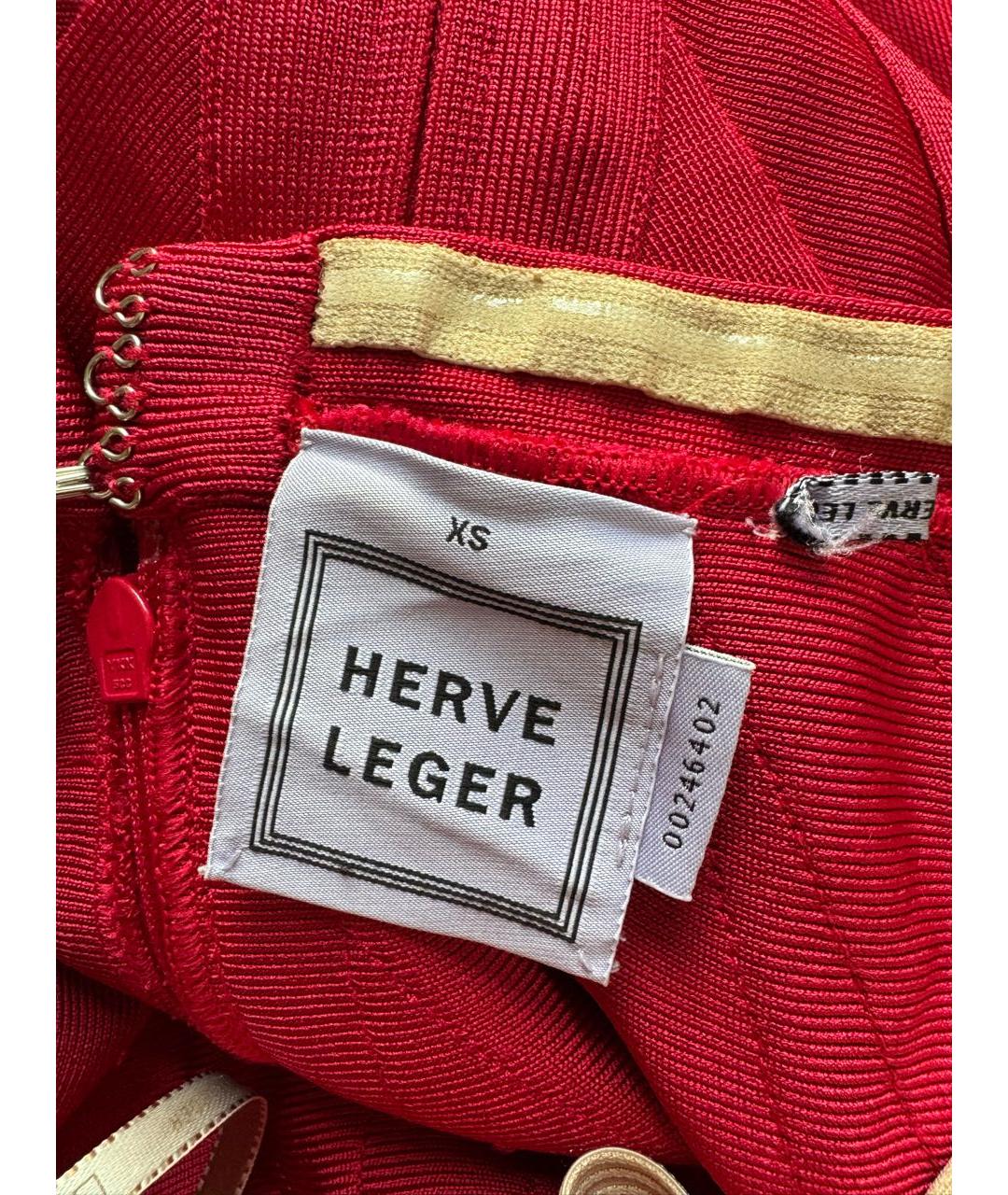 HERVE LEGER Красное вискозное коктейльное платье, фото 3