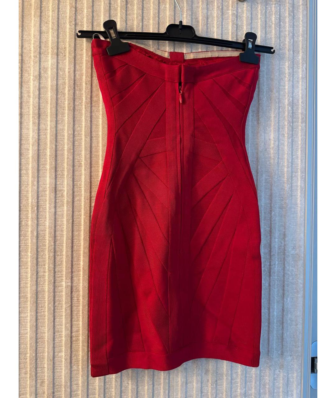 HERVE LEGER Красное вискозное коктейльное платье, фото 2