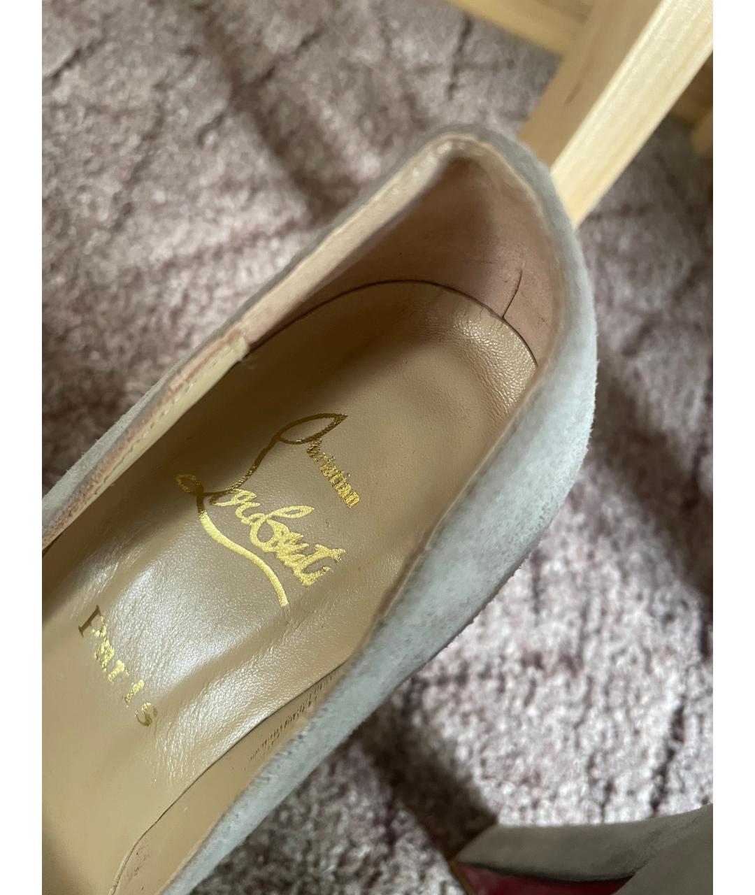 CHRISTIAN LOUBOUTIN Серые замшевые туфли, фото 8
